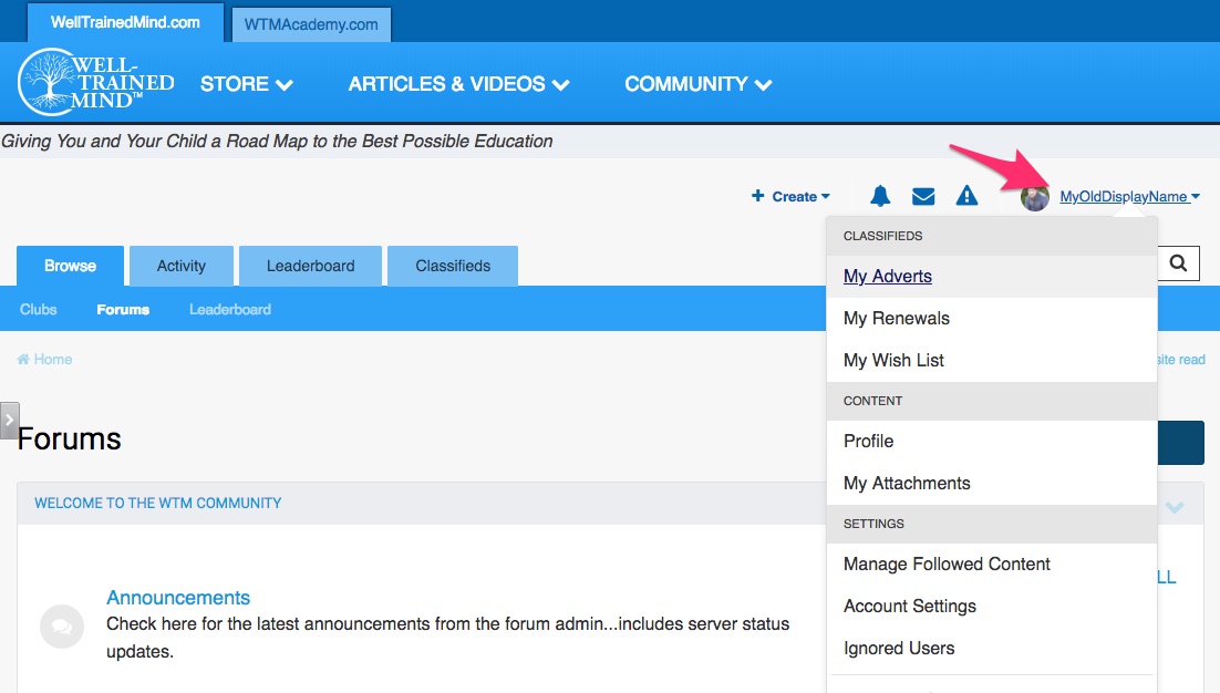 How do I change my forum display name? – Well-Trained Mind